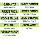 15 inch Long Chartreuse Spanish Adhesive Sign {EZ116}