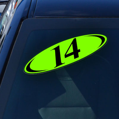 Chartreuse & Black Two Digit Oval Year Model {EZ225-C}