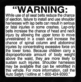 Safety Belt Disclosure Decals {EZ239}